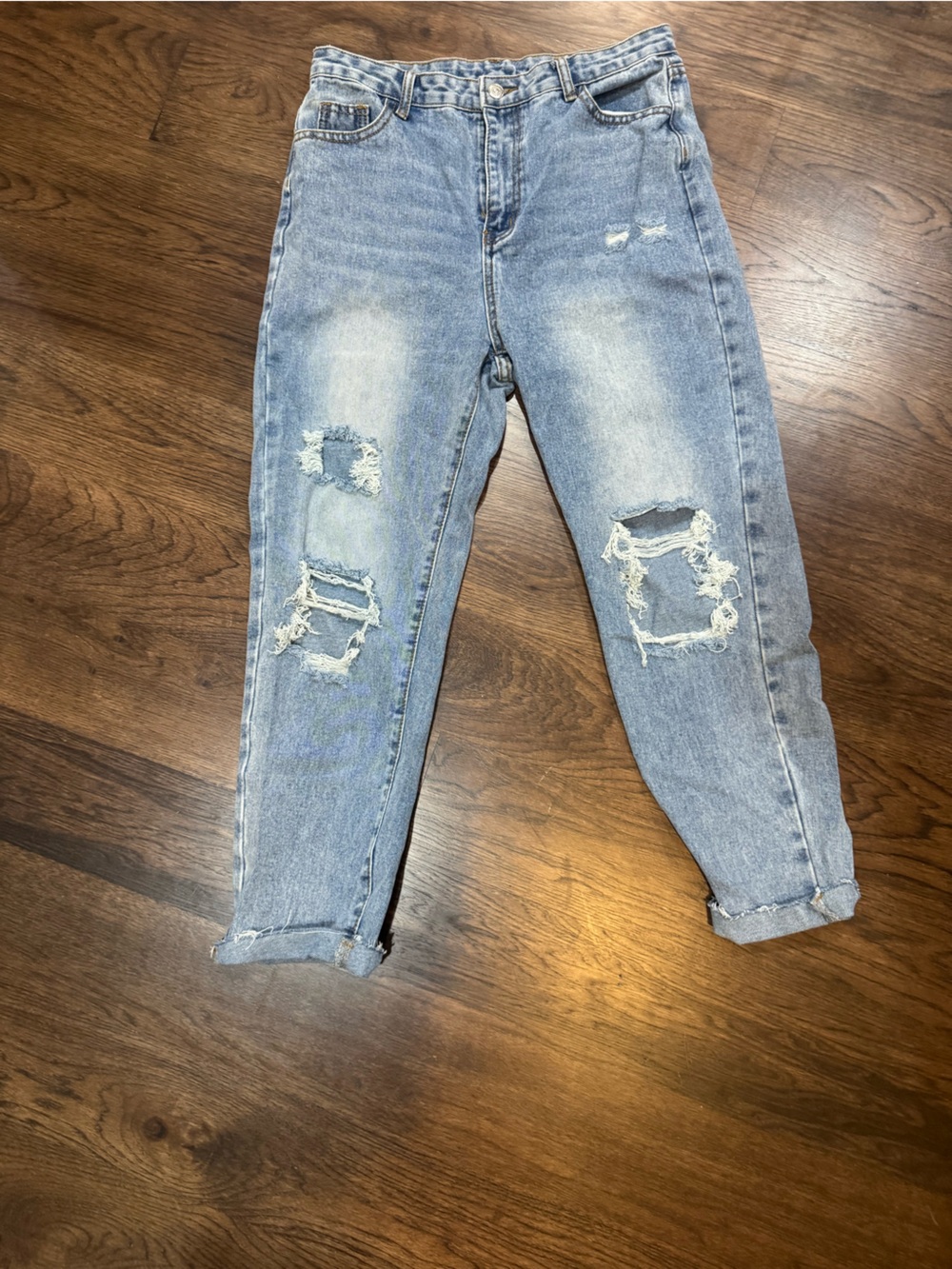 SHEIN Light Blue Ripped Skinny Jeans